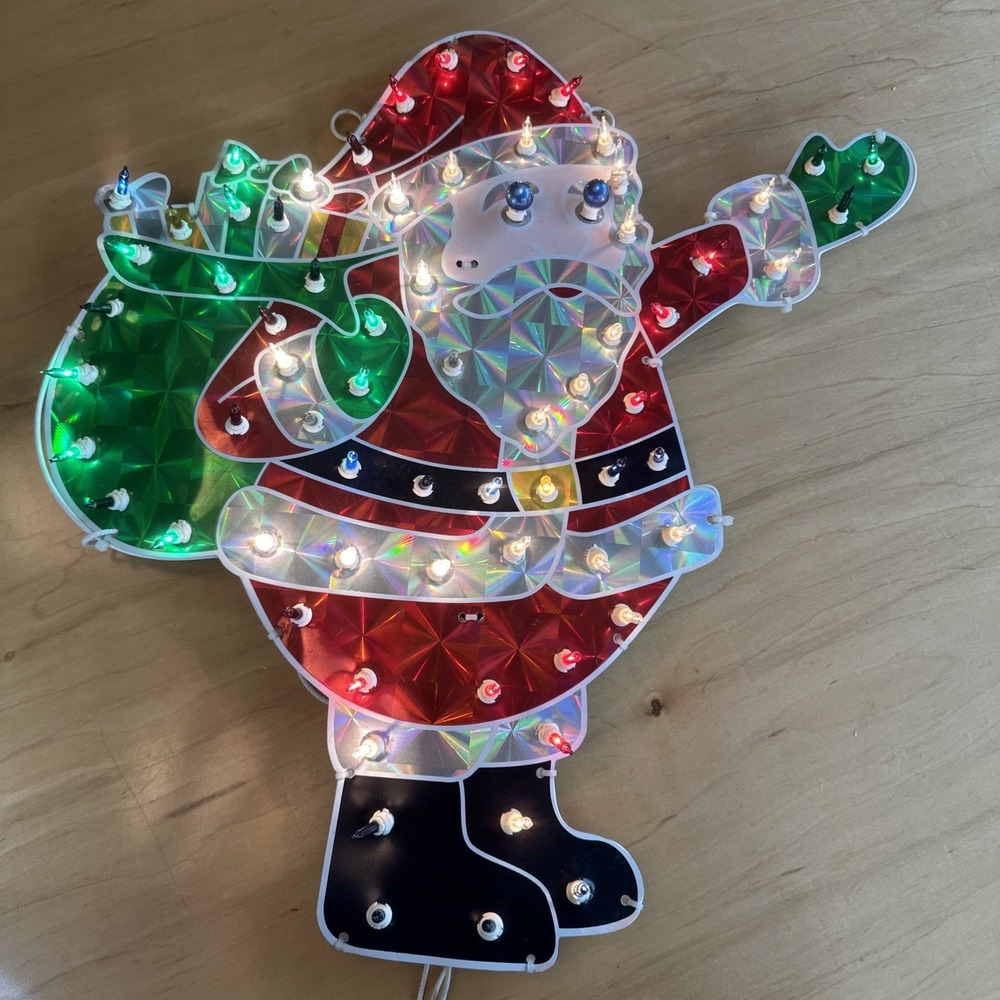VTG‎ Noma Christmas Expressions 70 Light Holographic Waving Santa 19" Lighted